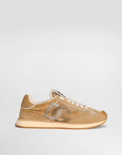DOLCE & GABBANA MIXED-MATERIAL DG CUSHION SNEAKERS