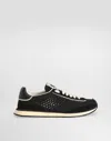 Dolce & Gabbana Dg Cushion Suede And Leather-trimmed Crocheted Sneakers In Black
