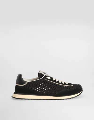 DOLCE & GABBANA MIXED-MATERIAL DG CUSHION SNEAKERS