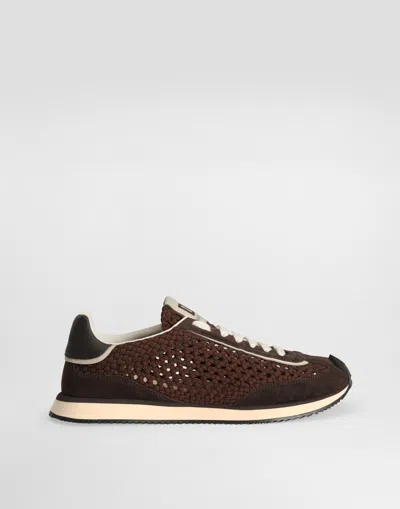 Dolce & Gabbana Mixed-material Dg Cushion Sneakers In Brown