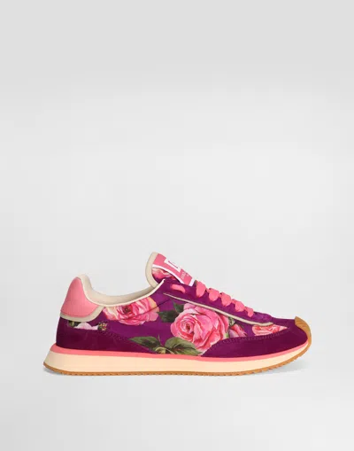 Dolce & Gabbana Mixed-material Dg Cushion Sneakers In Print
