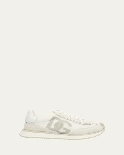 DOLCE & GABBANA MIXED-MATERIAL DG CUSHION SNEAKERS