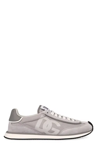 Dolce & Gabbana Men White Low Top Sneakers With Maxi Logo On The Side And Logo Patch On The Tongue I In Gray