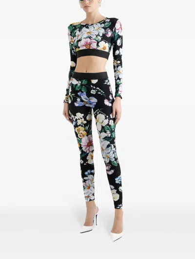 Dolce & Gabbana Activewear Crop Top In Floral-print Jersey