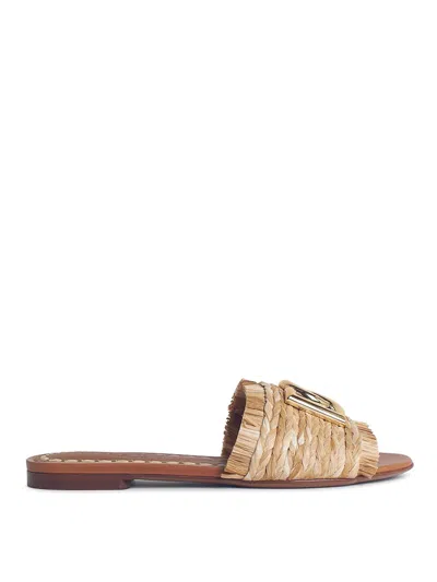 Dolce & Gabbana Beige Raffia Braid Slipper