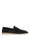 Dolce & Gabbana 'florio' Black Loafers With Logo Detail On The Rear And Penny Slot In Black