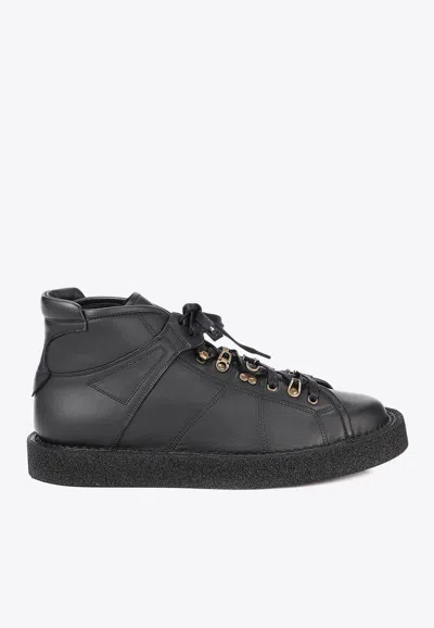 Dolce & Gabbana Modigliani Leather High-top Sneakers In Black