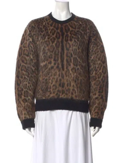 Pre-owned Dolce & Gabbana Mohair Animal Print Sweater In Brown