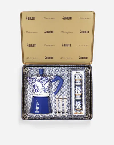 Dolce & Gabbana Moka Box Large + 3 Porcelain Cups & 3 Silver Stir Sticks  Bialetti Dolce&gabbana In Multicolor
