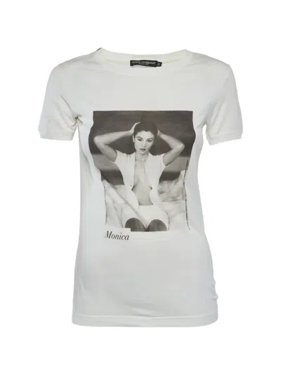 Pre-owned Dolce & Gabbana Monica Bellucci-print T-shirt In White