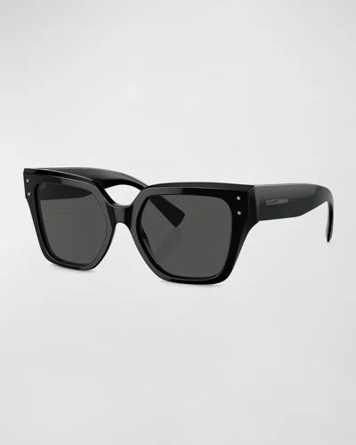 Dolce & Gabbana Monochrome Acetate & Plastic Butterfly Sunglasses In Black