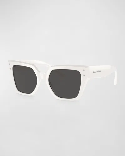 Dolce & Gabbana Monochrome Acetate & Plastic Butterfly Sunglasses In White