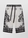 Dolce & Gabbana Monochrome Floral Elastic Waistband Knee Length Shorts