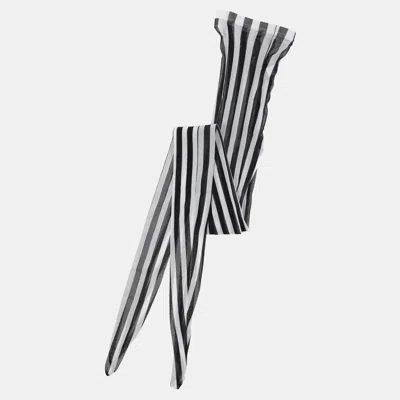 Pre-owned Dolce & Gabbana Monochrome Striped Nylon Tights L In Black