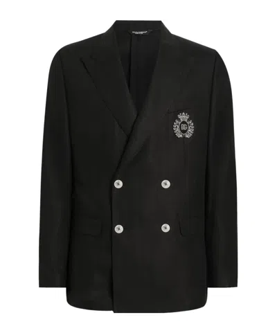 Dolce & Gabbana Monogram-badge Blazer In Black
