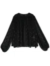 Dolce & Gabbana Monogram Jacquard Chiffon Top In Black