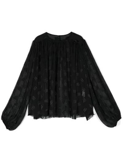 DOLCE & GABBANA MONOGRAM-DÉVORE BLOUSE