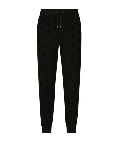 DOLCE & GABBANA MONOGRAM-EMBOSSED COTTON TRACK PANTS