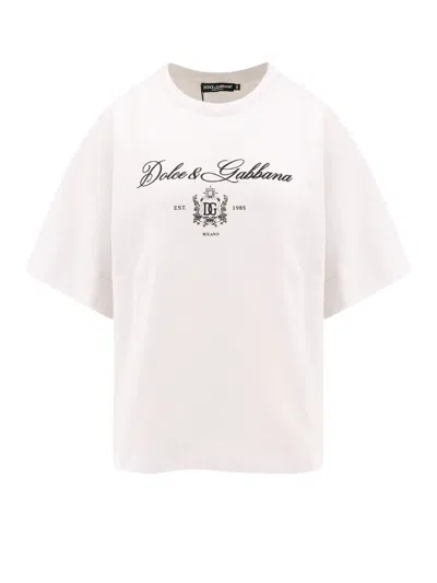 Dolce & Gabbana Monogram Embroidered Crewneck T-shirt In White