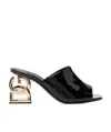 Dolce & Gabbana Black Patent Leather Mules With Dg Heel In Black