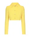 Dolce & Gabbana Monogram-jacquard Button-down Cropped Jacket In Yellow