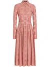 Dolce & Gabbana Silk Satin Jacquard Shirt Dress With Dg Logo In Pink