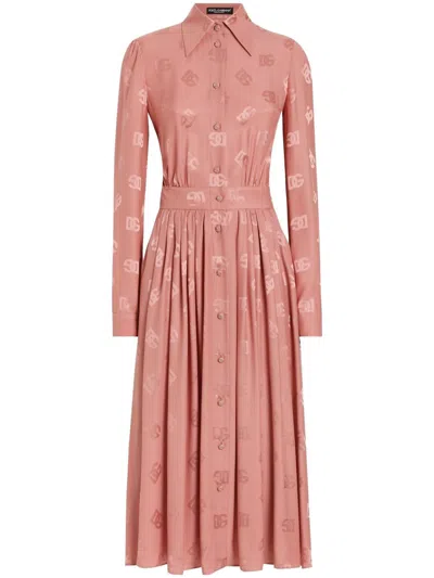 DOLCE & GABBANA MONOGRAM-JACQUARD MIDI DRESS