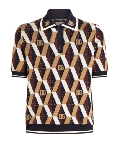 Dolce & Gabbana Stretch-silk Polo Shirt In Multi