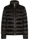 Dolce & Gabbana Padded Satin Jacquard Down Jacket With All-over Dg Logo In Black