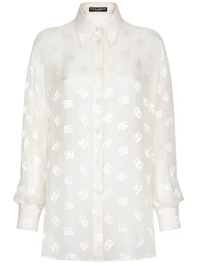Dolce & Gabbana Monogram Jacquard Shirt - Women's - Viscose/silk In White