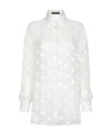Dolce & Gabbana Devoré Satin Pussy-bow Shirt With All-over Dg Logo In White