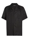 Dolce & Gabbana Dg Logo Jacquard Hawaii Shirt In Black
