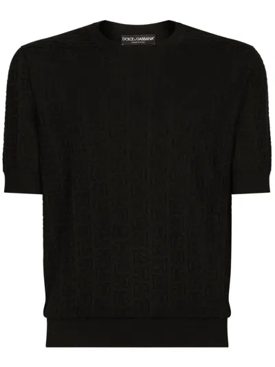 DOLCE & GABBANA MONOGRAM-JACQUARD SILK T-SHIRT