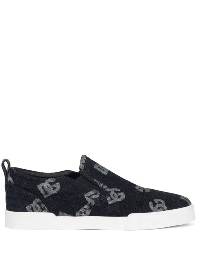 Dolce & Gabbana Slip-on-sneakers Mit Monogramm In Blue