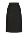 Dolce & Gabbana Quilted Jacquard Midi Skirt With Dg Logo In Black