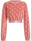 Dolce & Gabbana Short Chenille Jacquard Sweatshirt With Jacquard Dg Logo In Pink