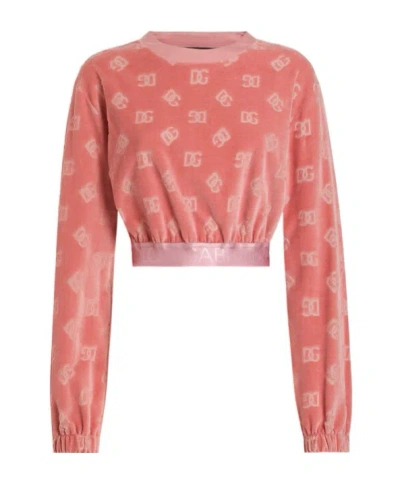 DOLCE & GABBANA DOLCE  GABBANA MONOGRAM-JACQUARD VELVET SWEATSHIRT