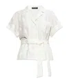 Dolce & Gabbana Monogram-jacquard Tied-waist Shirt In White