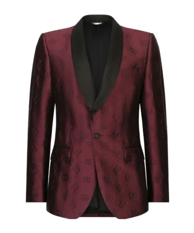 Dolce & Gabbana Monogram-jacquard Tuxedo Suit In Black