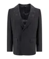 Dolce & Gabbana Wool Blazer With All-over Monogram In Black