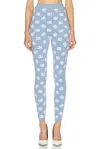 Dolce & Gabbana Logo Embroidered Leggings In Very Light Blue