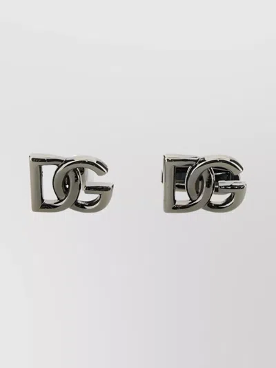 Dolce & Gabbana Monogram Logo Cufflinks Polished Finish In Metallic