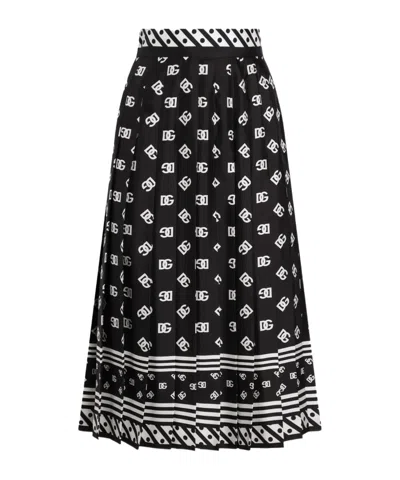 DOLCE & GABBANA DOLCE  GABBANA DG LOGO SCARF PRINTED PLEATED MIDI SKIRT