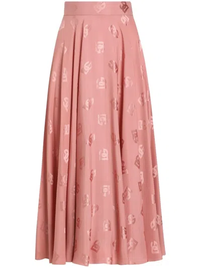 Dolce & Gabbana Monogram Midi Skirt In Pink