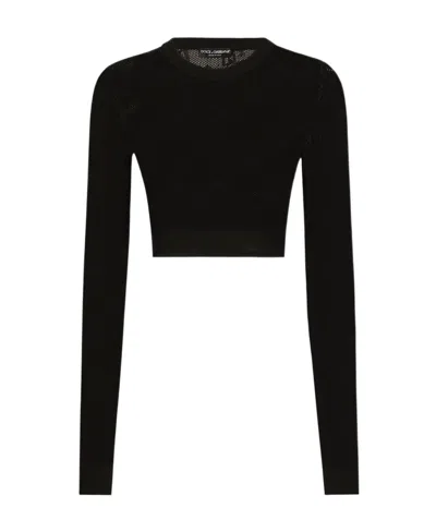 DOLCE & GABBANA DOLCE  GABBANA ALL-OVER DG JACQUARD CROPPED TOP