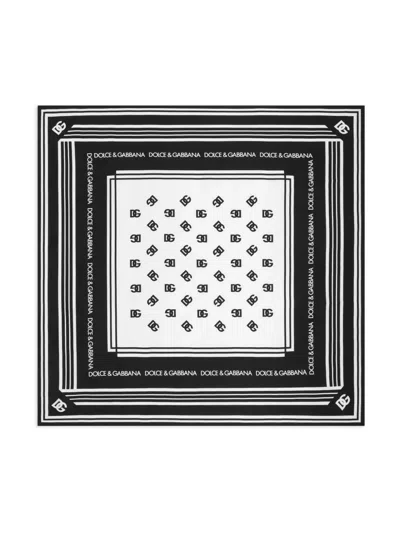 Dolce & Gabbana Monogram-pattern Silk Scarf In Black