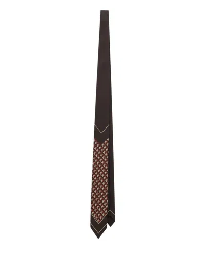 Dolce & Gabbana Monogram-pattern Silk Tie In Brown