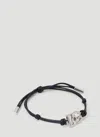 Dolce & Gabbana Men Monogram Plaque Cord Bracelet In Black