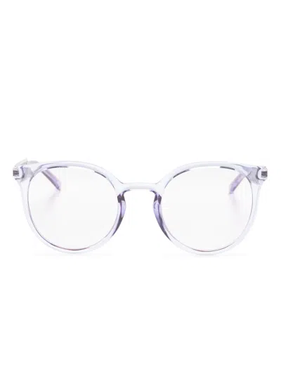 Dolce & Gabbana Monogram-plaque Round-frame Glasses In Purple