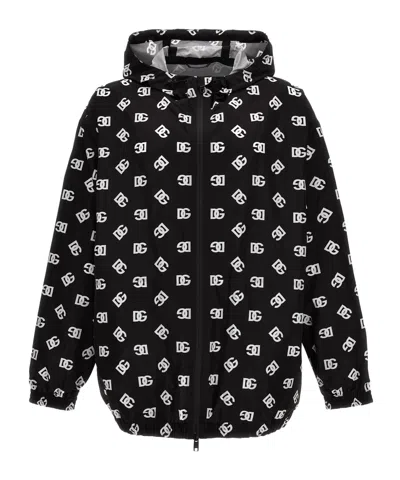 DOLCE & GABBANA DOLCE  GABBANA ALL-OVER LOGO PRINTED HOODED JACKET